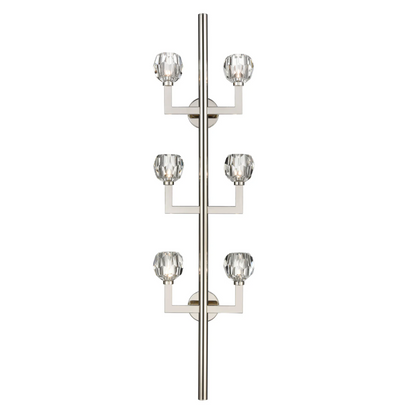 Modern Tree-Like Gold Wall Lamp with Symmetrical Arms Crystal Accents