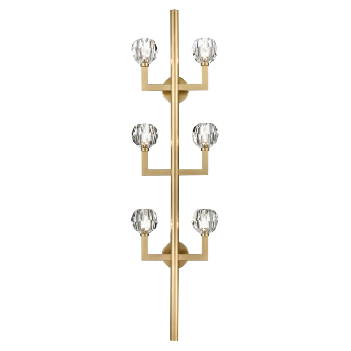 Modern Tree-Like Gold Wall Lamp with Symmetrical Arms Crystal Accents