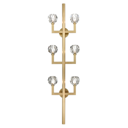 Modern Tree-Like Gold Wall Lamp with Symmetrical Arms Crystal Accents