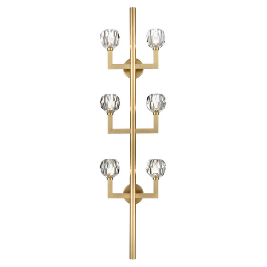 Modern Tree-Like Gold Wall Lamp with Symmetrical Arms Crystal Accents