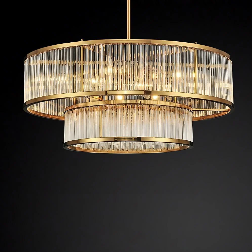 Modern Round/Rectangular Glass Rods Chandelier