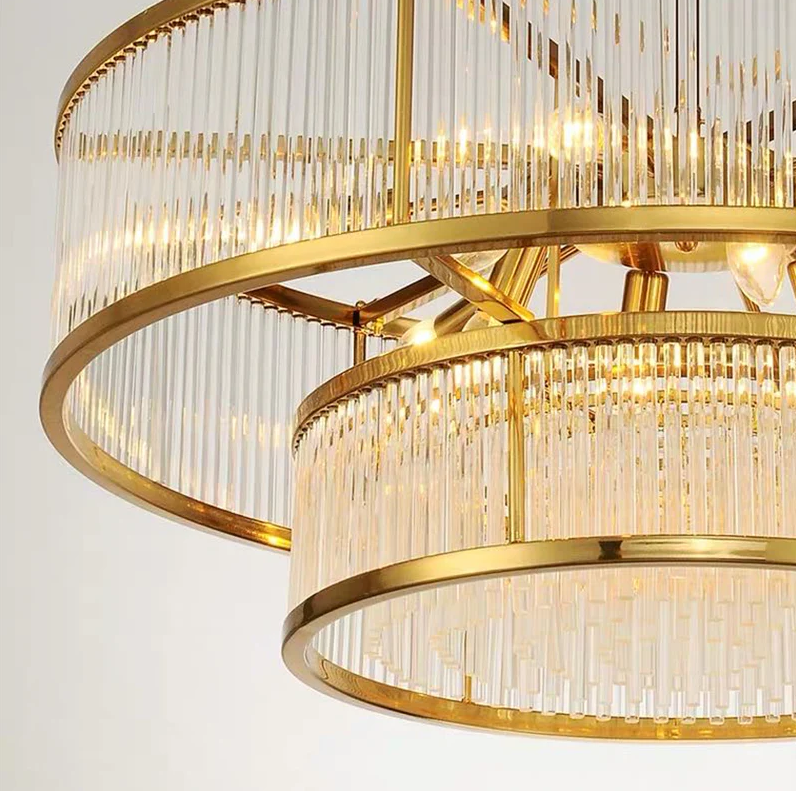 Modern Round/Rectangular Glass Rods Chandelier