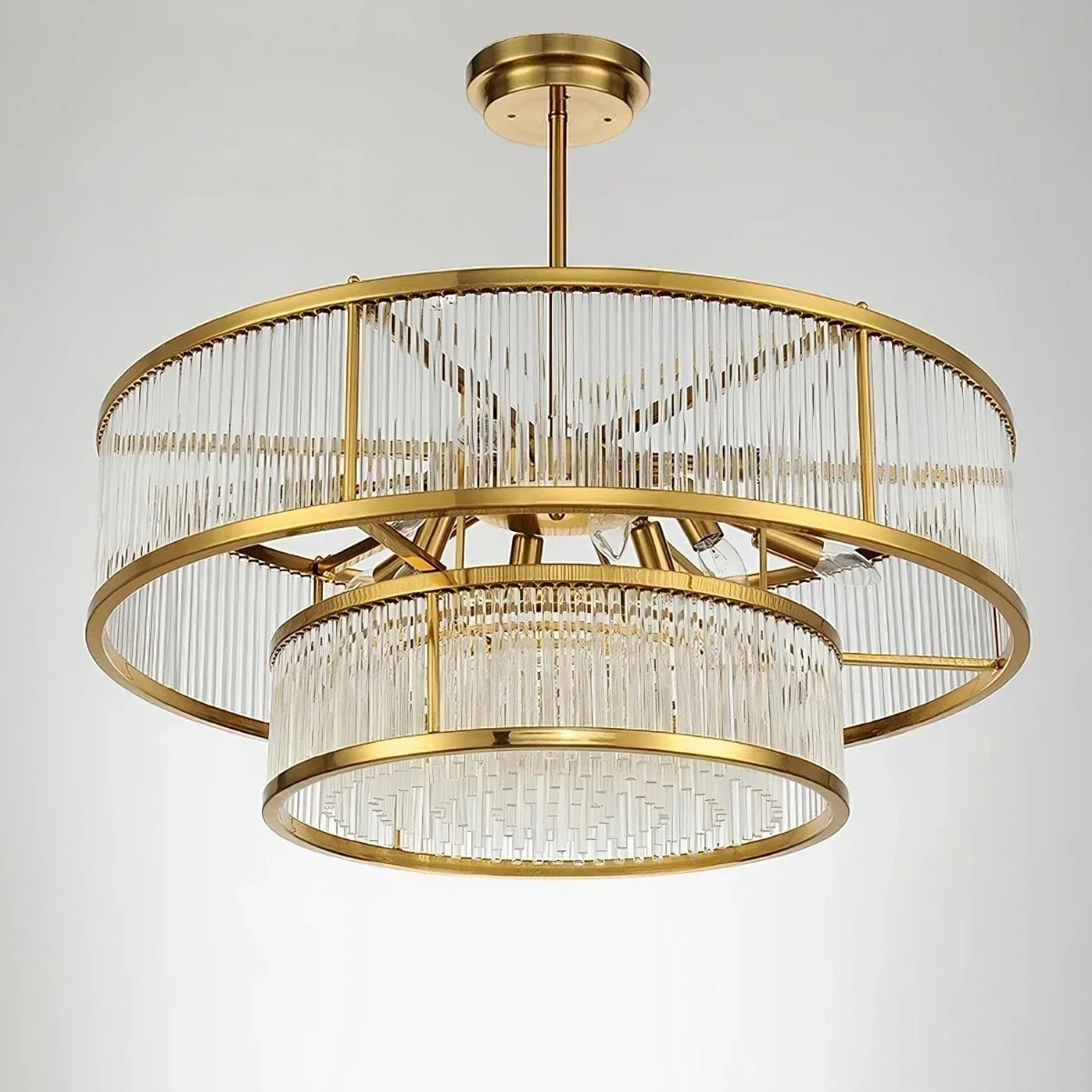 Modern Round/Rectangular Glass Rods Chandelier