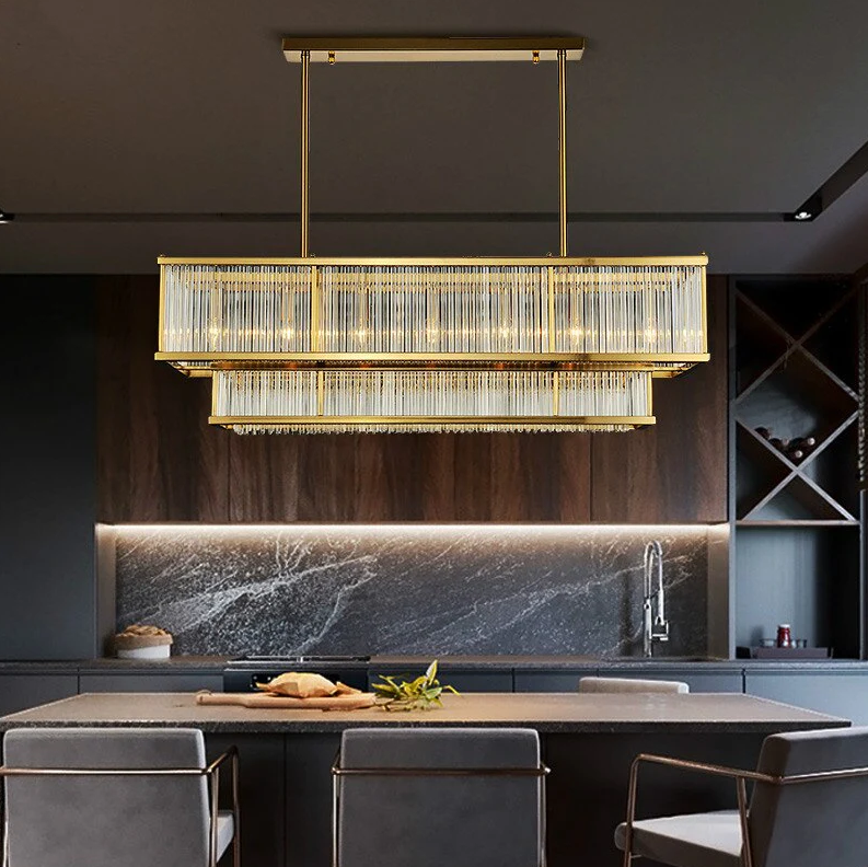 Modern Round/Rectangular Glass Rods Chandelier