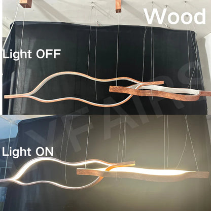 Modern Simple Brass Waving Chandelier for Living/Dining Room/Kitchen Island