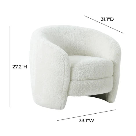 Shearling Armchair in White Color