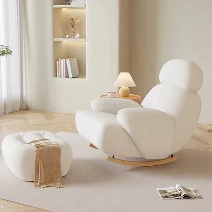 Nordic White/Gray/Pink Boucle Sherpa Rocking Lounge Chair