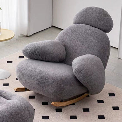 Nordic White/Gray/Pink Boucle Sherpa Rocking Lounge Chair