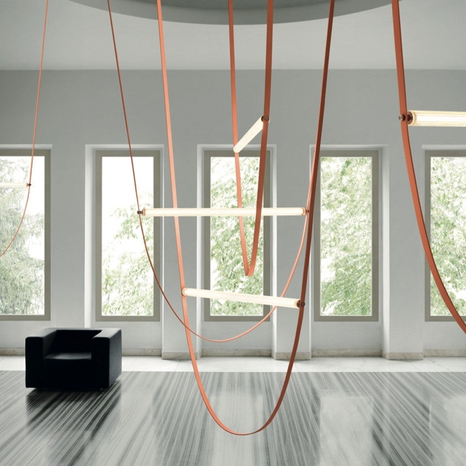 Lustre design en forme de U avec tube en verre à LED
