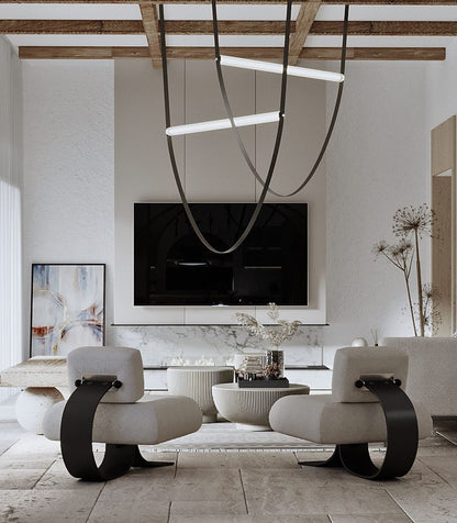 Lustre design en forme de U avec tube en verre à LED