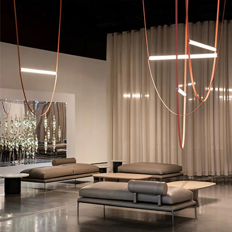 Lustre design en forme de U avec tube en verre à LED