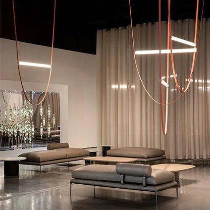 Lustre design en forme de U avec tube en verre à LED