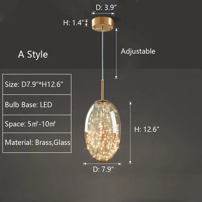 Modern Gray Glass Starry Sky Pendant Light Fixture for Dining Room/Bar/Kitchen Island