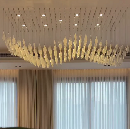 Modern Floating Twisted Glass Leaves Chandelier for Living Room