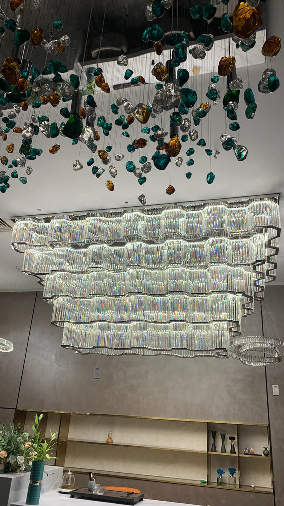 Modern Flush Mount Light Fixture/Chaneleir in Chrome Finish for Hallway/ Hotel Lobby/Dining Room