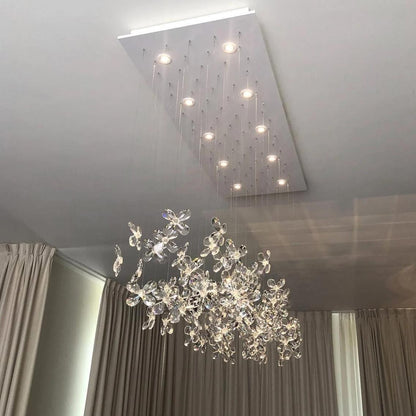 Modern Floating Crystal Flower Chandelier