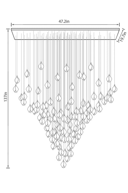 Nordic Magnolia Flower Ceramics Chandelier with Rectangular Canopy