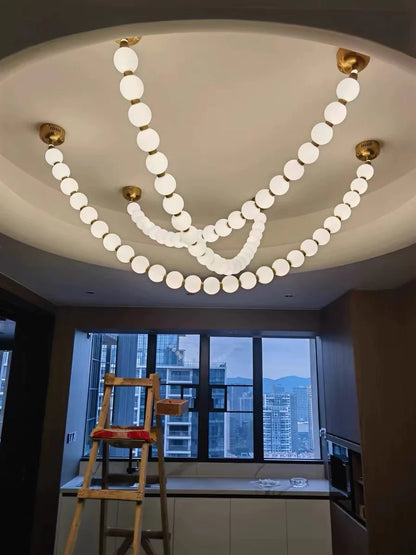 Modern Creative Acrylic Pearl Necklace Chandelier