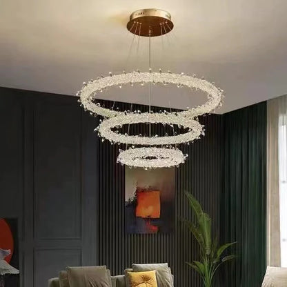 Frost Halo Ring Crystal Chandelier LED Ceiling Light