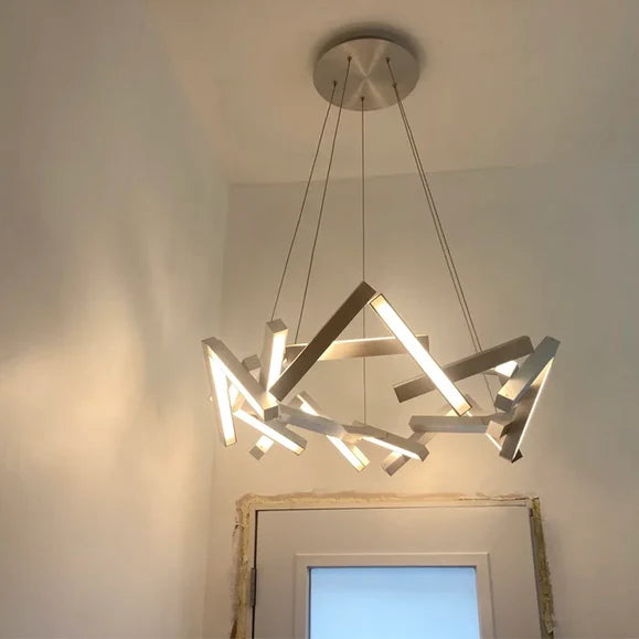 Lustre LED géométrique moderne rond/linéaire en aluminium