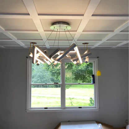 Lustre LED géométrique moderne rond/linéaire en aluminium