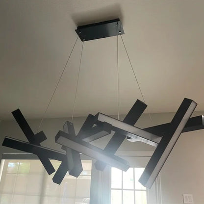 Lustre LED géométrique moderne rond/linéaire en aluminium