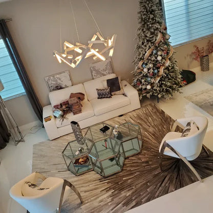 Lustre LED géométrique moderne rond/linéaire en aluminium