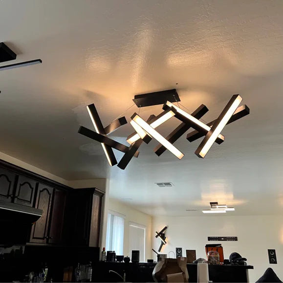 Lustre LED géométrique moderne rond/linéaire en aluminium