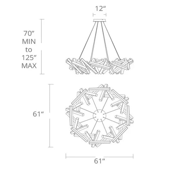 Lustre LED géométrique moderne rond/linéaire en aluminium
