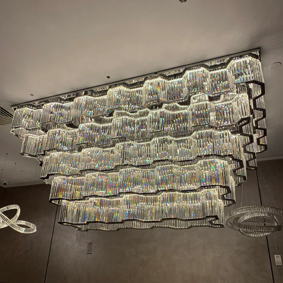 Modern Flush Mount Light Fixture/Chaneleir in Chrome Finish for Hallway/ Hotel Lobby/Dining Room