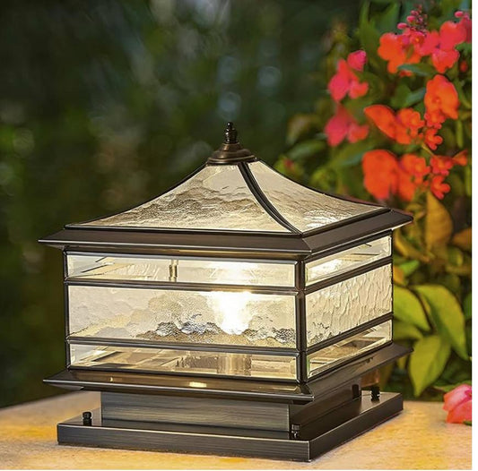 Outdoor Square Pillar Glass Lampshade Light