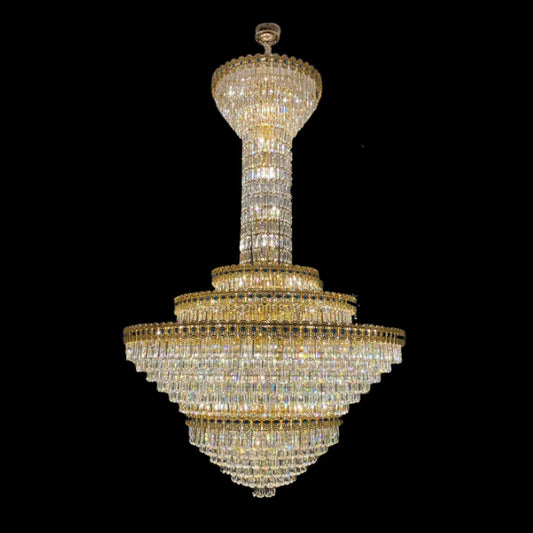 Luxury Extra Large Conical Crystal Chandelier for High Ceiling Living Room/Foyer