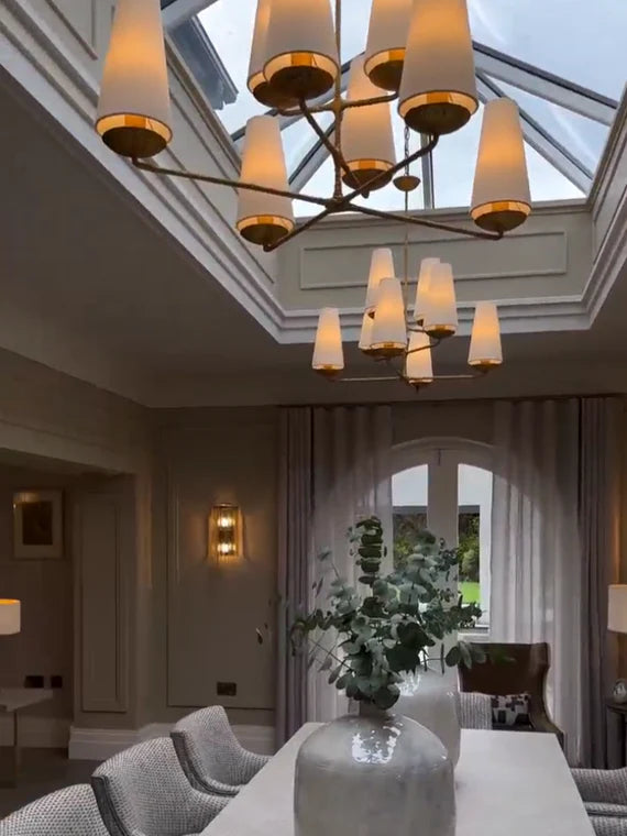 Vertical Chandelier in Bronze/Black/White Finish Color