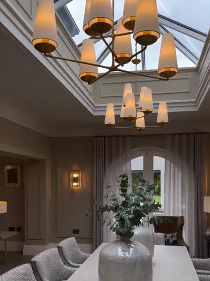 Vertical Chandelier in Bronze/Black/White Finish Color