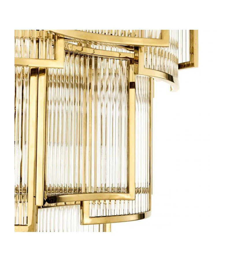 Modern Multi-tiered Tiles Crystal Rods Chandelier for High-ceiling