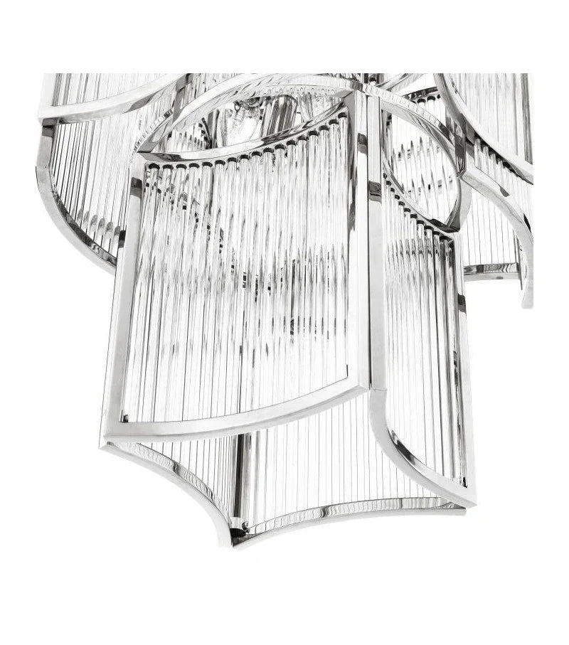 Modern Multi-tiered Tiles Crystal Rods Chandelier for High-ceiling
