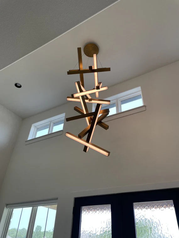 Modern Vertical Geometric Pendant for Staircase/Foyer/High-ceiling