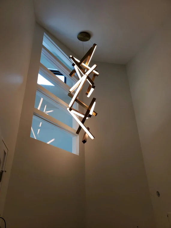 Modern Vertical Geometric Pendant for Staircase/Foyer/High-ceiling