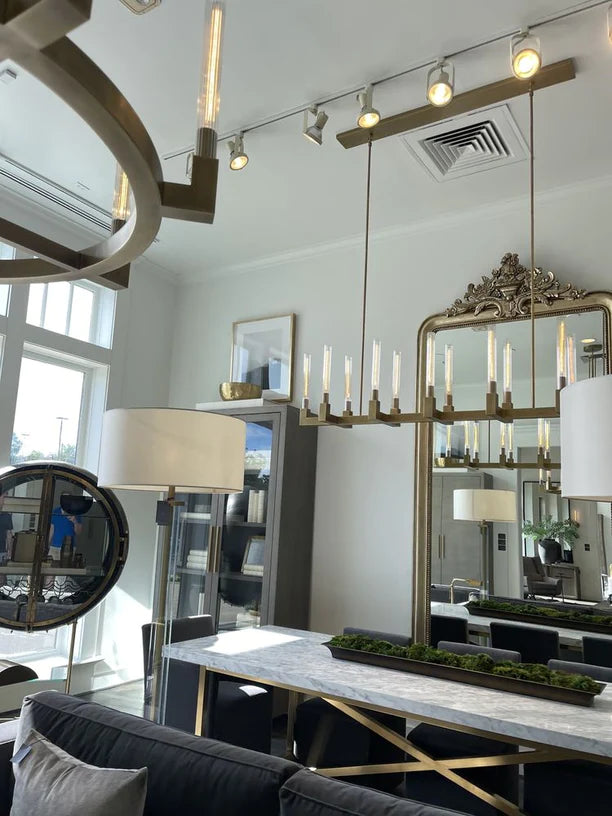 Modern Linear Round/Linear Tubular Glass Chandelier for Dining Room/Kitchen Island