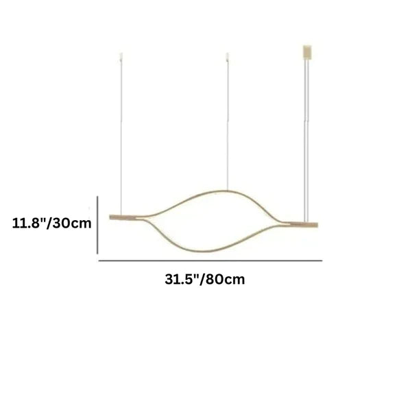 Modern Simple Brass Waving Chandelier for Living/Dining Room/Kitchen Island