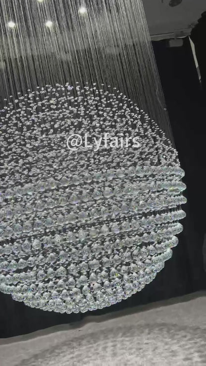 Modern Ball Crystal Raindrop Chandelier for Living Room/Staircase/Foyer
