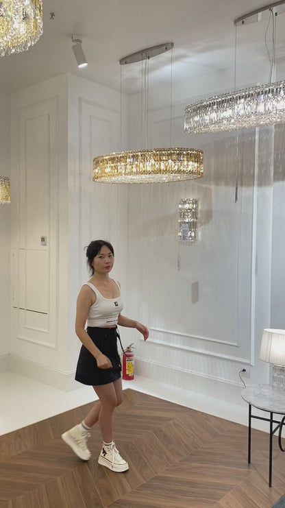 Modern Silver Ceiling Round/Rectangle Crystal Chandelier Set for Living Room/Dining Room/ Bedroom Decorative Light Fixture