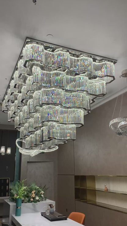 Modern Flush Mount Light Fixture/Chaneleir in Chrome Finish for Hallway/ Hotel Lobby/Dining Room