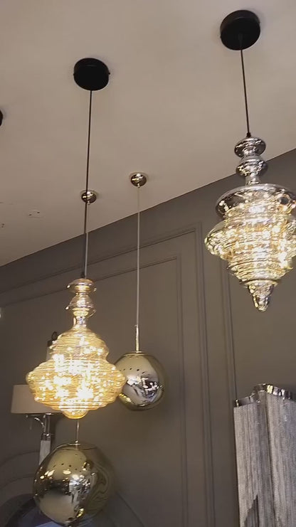 Modern Gray Glass Starry Sky Pendant Light Fixture for Dining Room/Bar/Kitchen Island
