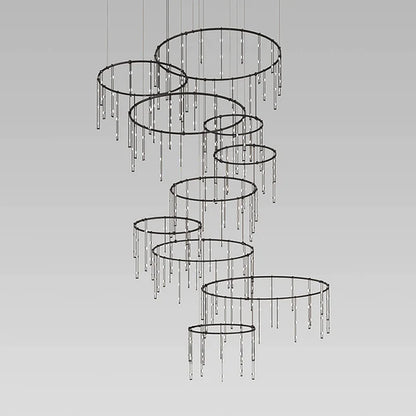 Modern Art Design Multi-layers Rings Vertical LED Chandelier