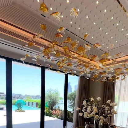 Lustre en feuille d'érable sur mesure pour villas, salles de banquet et halls d'hôtel