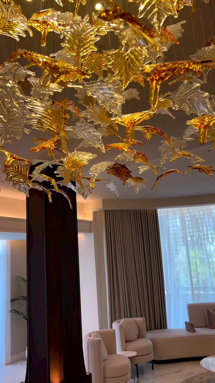 Lustre en feuille d'érable sur mesure pour villas, salles de banquet et halls d'hôtel