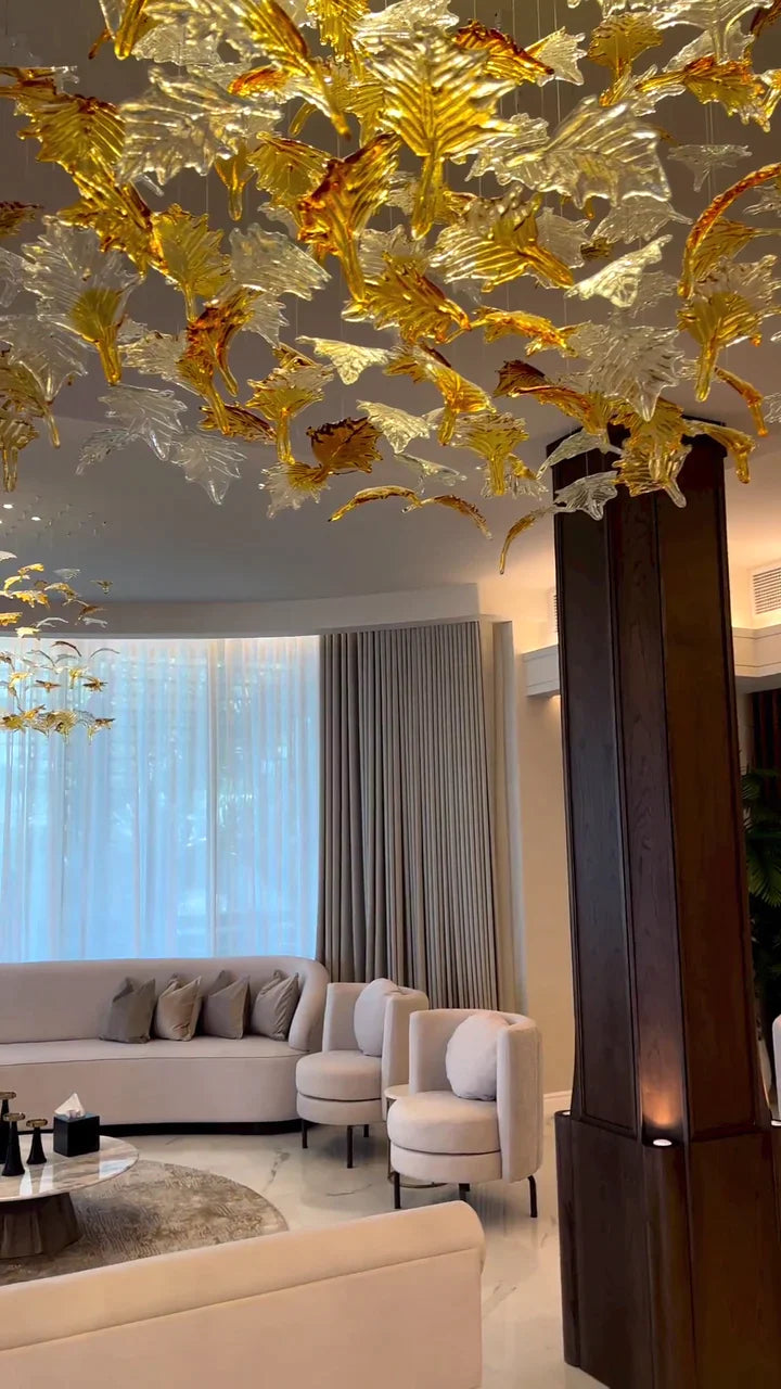 Lustre en feuille d'érable sur mesure pour villas, salles de banquet et halls d'hôtel