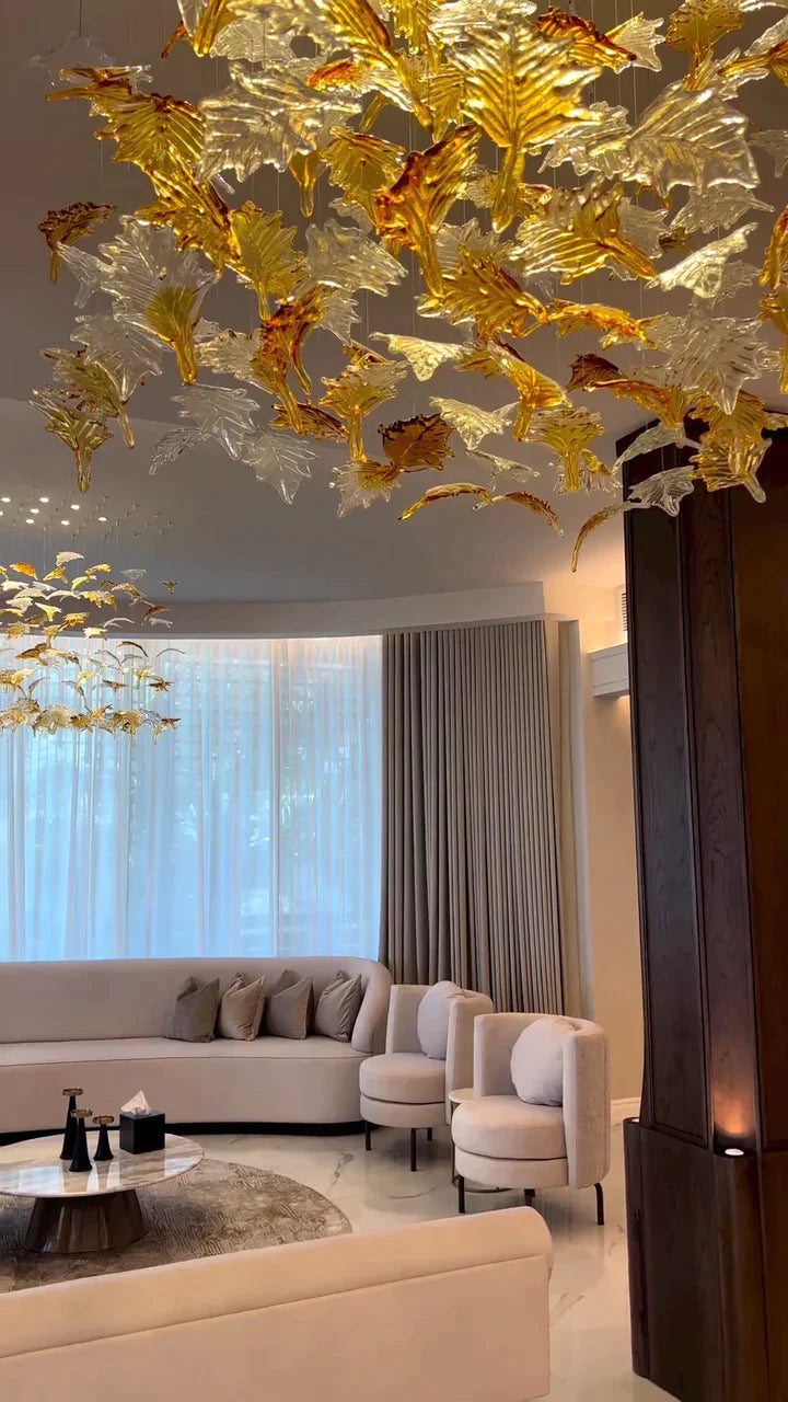 Lustre en feuille d'érable sur mesure pour villas, salles de banquet et halls d'hôtel