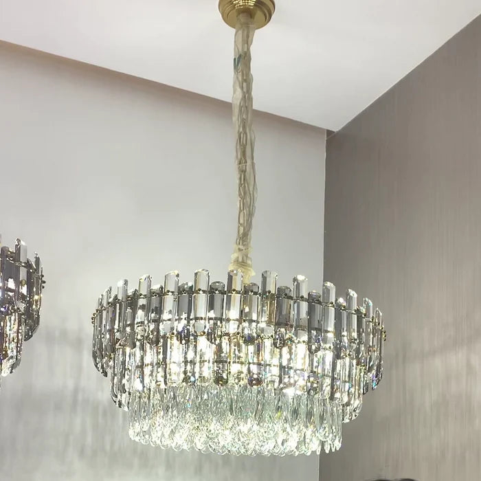 Light Luxury Round/Rectangular Crystal Chandelier for Living/Dining Room/Bedroom